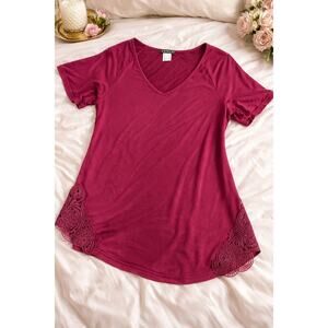 Venus Maroon Cutout Sleeve Top Womens XS Cold Shoulder Long Sleeve Shirt